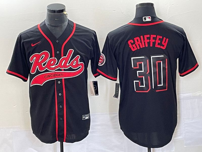 Men Cincinnati Reds #30 Griffey Black Co Branding Nike Game MLB Jersey style 1->cincinnati reds->MLB Jersey